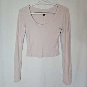 Blush Ribbed Knit Crop Top Long Sleeve Clean‎ Girl Soft Minimalist Aesthetic